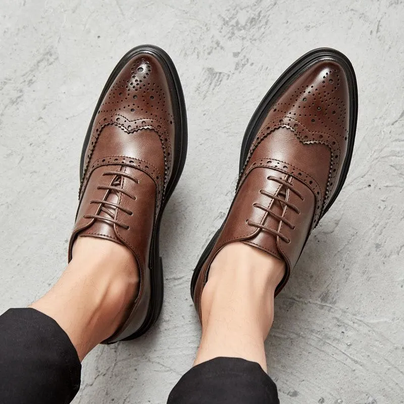 Version of Pointed Shoes Brock Casual Men's Shoes Wear-resistant Flat Elastic Band Business Dress Shoes