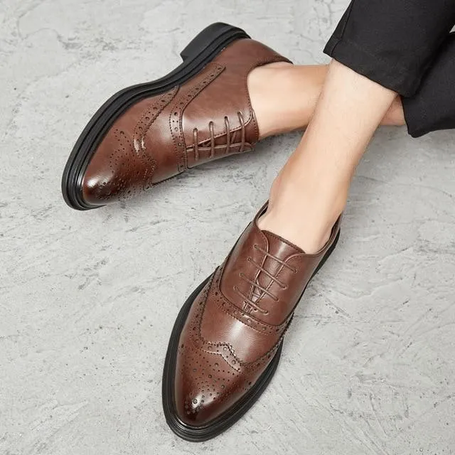 Version of Pointed Shoes Brock Casual Men's Shoes Wear-resistant Flat Elastic Band Business Dress Shoes