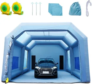 VEVOR Inflatable Booth for Cars Trucks Large Spray Tent with High Powerful 950W 1100W Two Blowers, 33x20x13ft Painting Shelter with Air Filter System, Blue