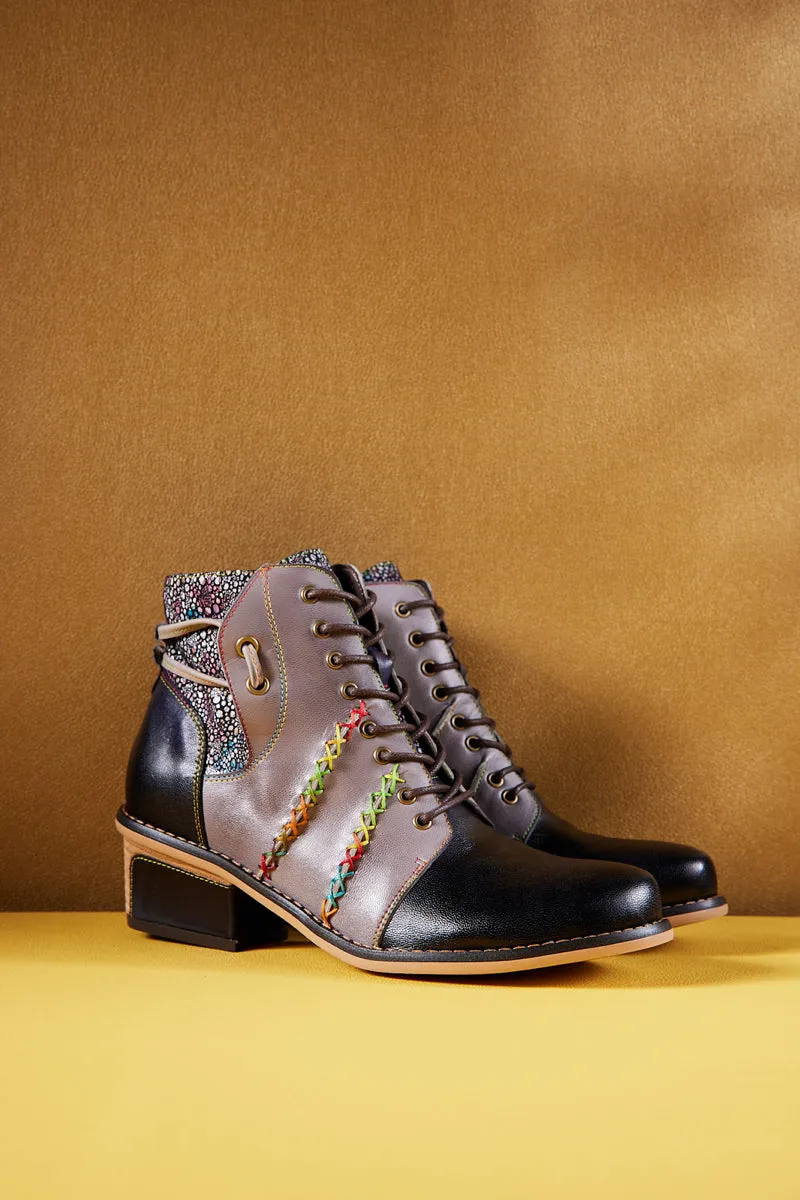 Vicconfy | Warner Stitching Leather Oxford - Grey