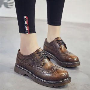 Vintage Wohnungen Oxford Schuhe Frauen Frühling Handmade Oxfords Flache Plattform Ferse Casual