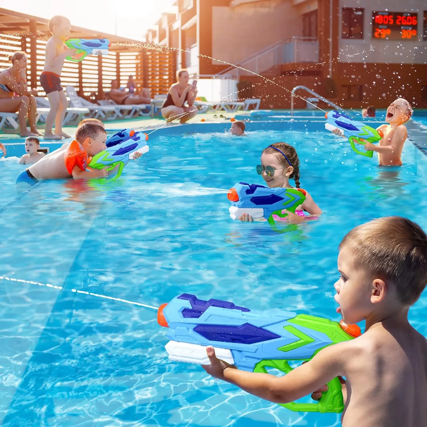 Water Gun for Kids, Super Squirt Guns Water Soaker Blaster - 4 Shooting Modes Switch - 26 Ft Long Shooting Range - Quick Refill - Summer Water Toys Gun for Boys Girls Adults Outdoor Pool/Garden