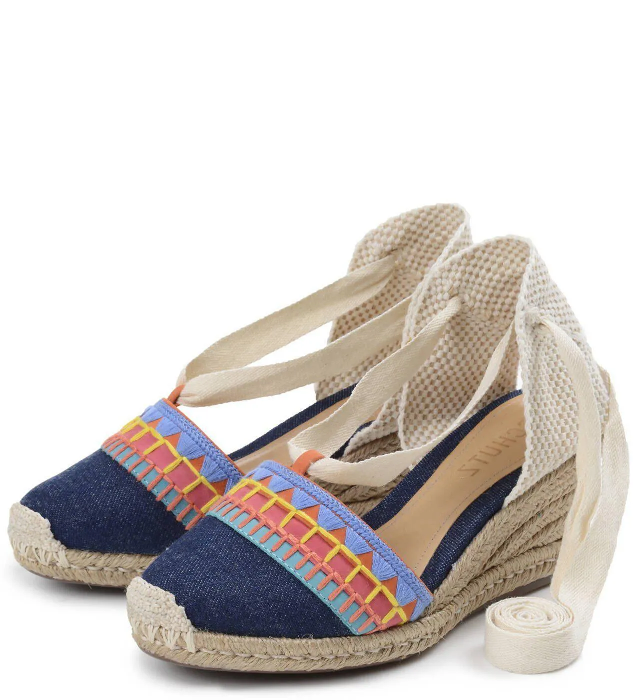 Wedge Blue Denim Schutz Pump High-demand products Espadrille Bess Tie Summer Platform Offer expires soon Up Sandals Pump