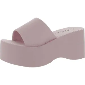 Wild Pair Womens Nylaap Faux Leather Slip On Wedge Sandals Pink 8 Medium (B,M)