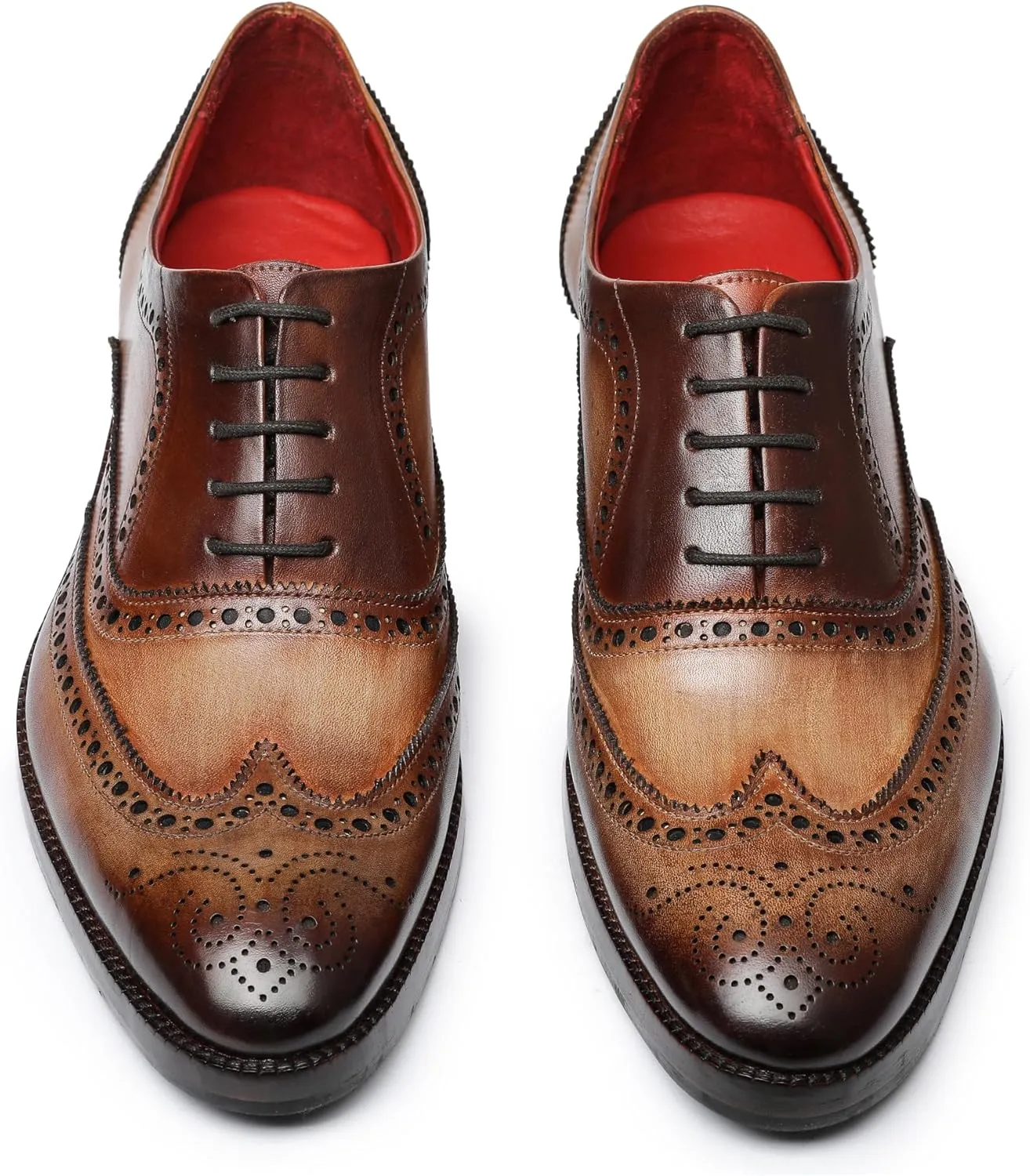 Wingtip Brogue Oxford Handcrafted Men's Genuine Leather Lace up Dress Shoes