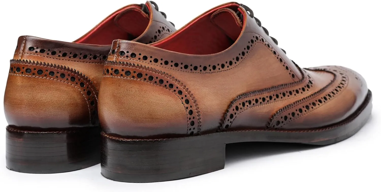 Wingtip Brogue Oxford Handcrafted Men's Genuine Leather Lace up Dress Shoes
