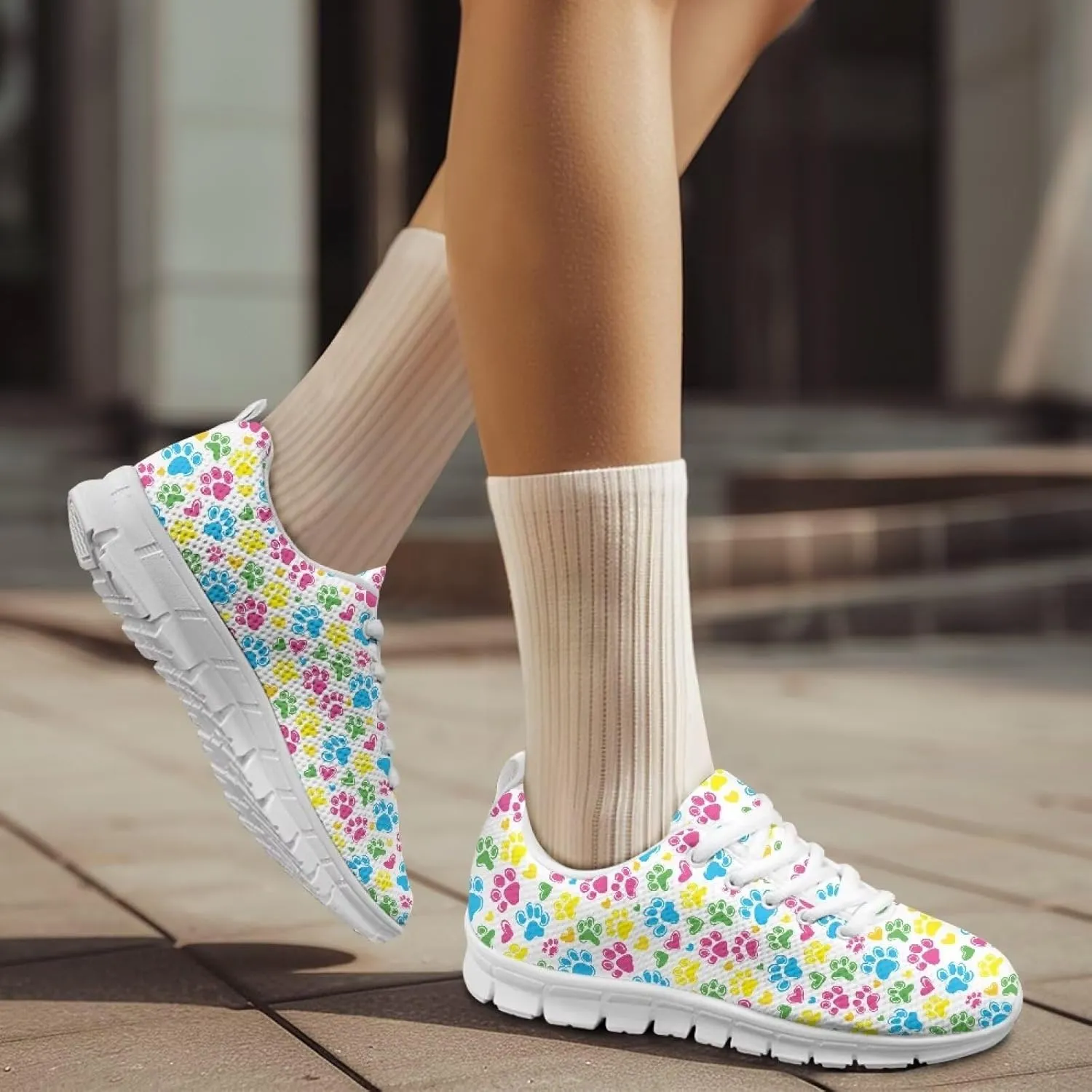 Women Athletic Walking Shoes Lace Up Lightweight Casual Running Shoes Sneaker Gym Travel