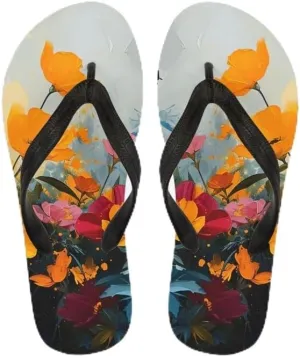 Women Camouflage Flip Flop Sandal, Sunflower Tulip Summer Lightweight Slippers Print Hawaii Holiday Thong Sandals