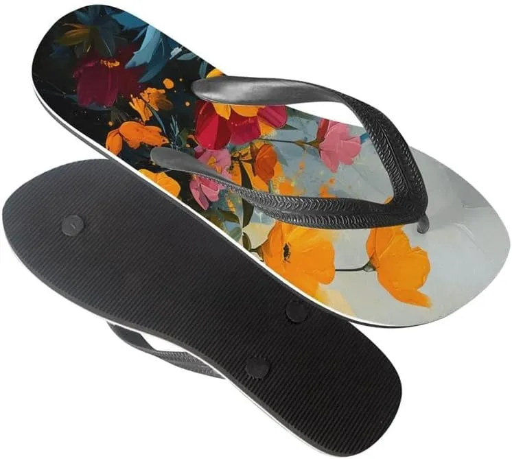 Women Camouflage Flip Flop Sandal, Sunflower Tulip Summer Lightweight Slippers Print Hawaii Holiday Thong Sandals