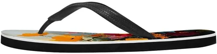 Women Camouflage Flip Flop Sandal, Sunflower Tulip Summer Lightweight Slippers Print Hawaii Holiday Thong Sandals