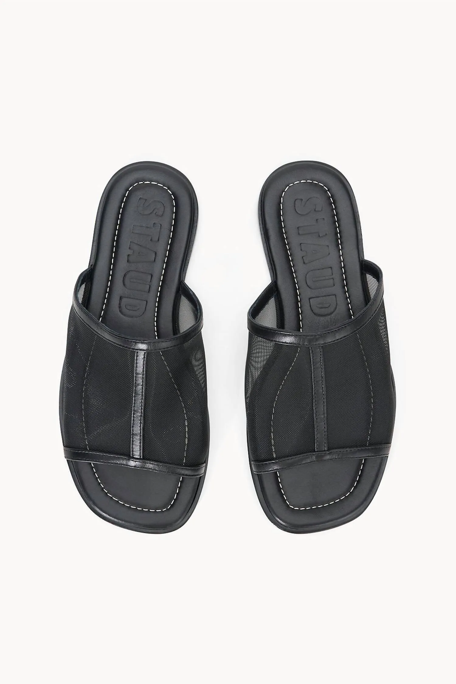 Women's Alessandra Square Toe Flat Sandal In Black Mesh