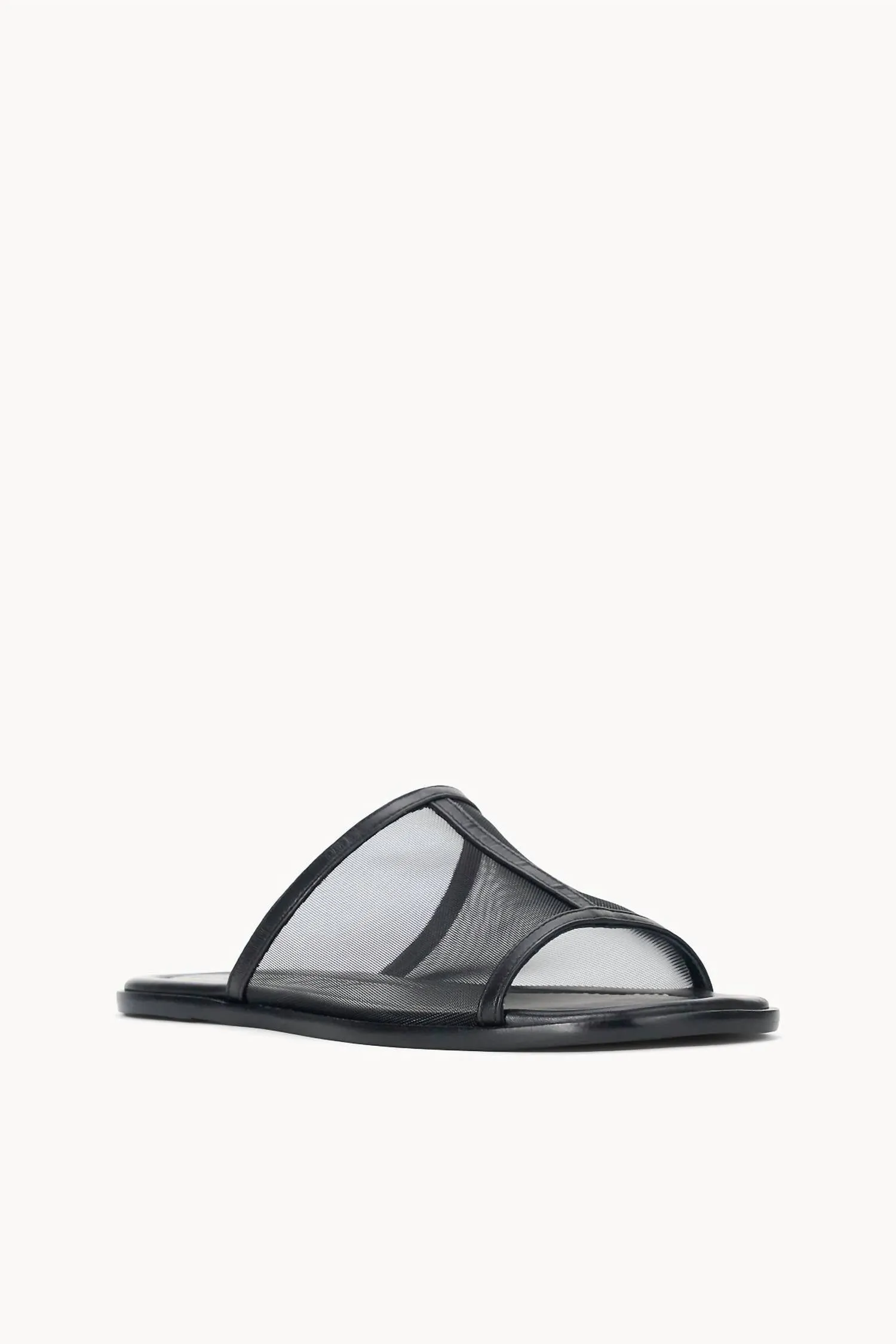 Women's Alessandra Square Toe Flat Sandal In Black Mesh