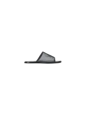 Women's Alessandra Square Toe Flat Sandal In Black Mesh