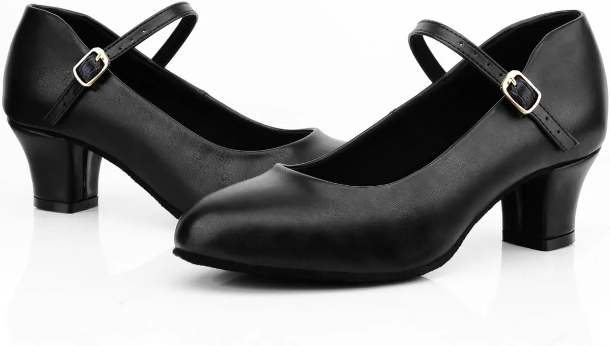 Womens Black Latin Salsa Character Shoes Ballroom Dance Heels Prom Wedding Shoes Dress Pump