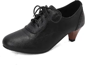 Womens Chunky Low Heel Oxford Pumps Kitten Heel Lace Up Pumps US4-14
