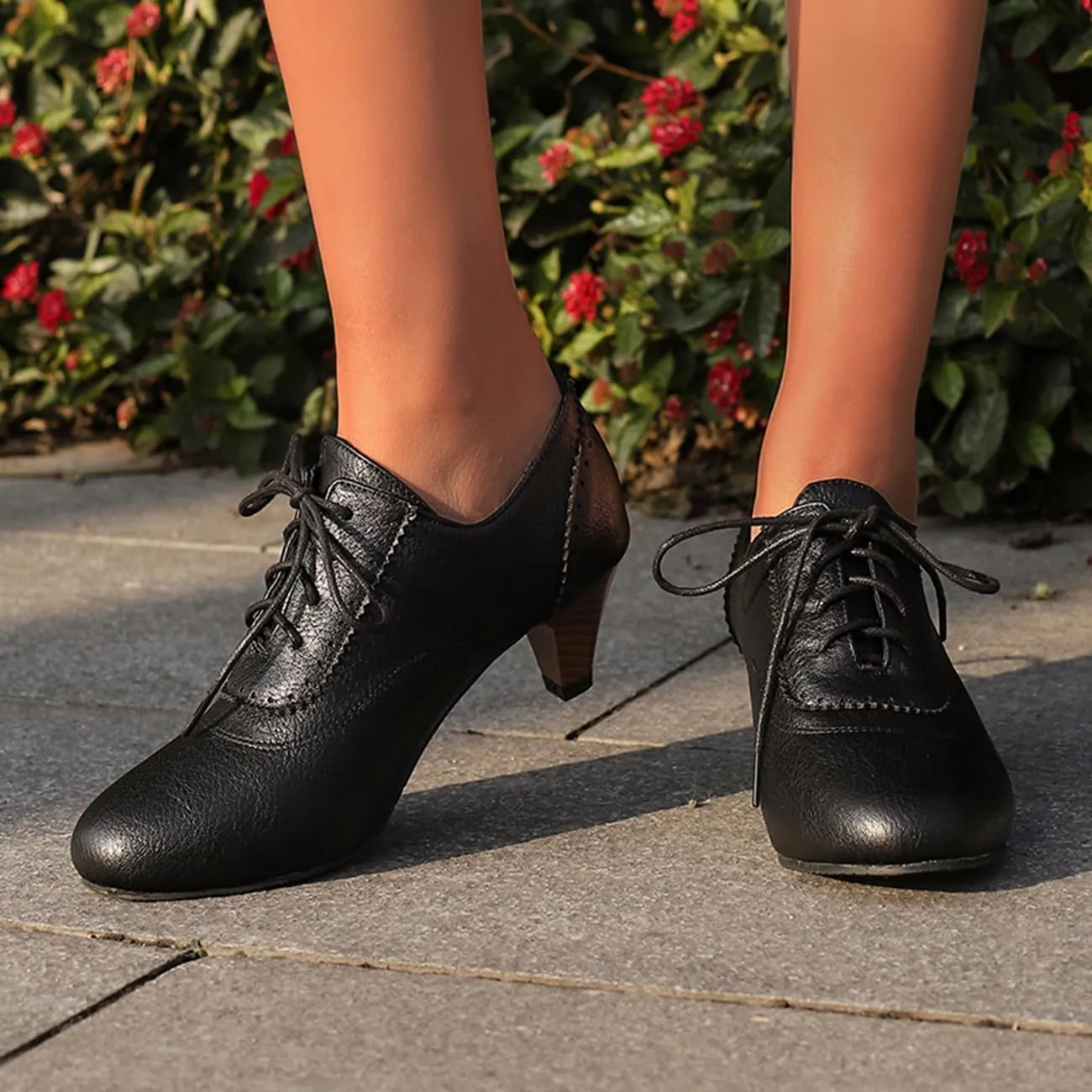 Womens Chunky Low Heel Oxford Pumps Kitten Heel Lace Up Pumps US4-14