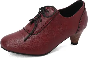 Womens Chunky Low Heel Oxford Pumps Kitten Heel Lace Up Pumps US4-14