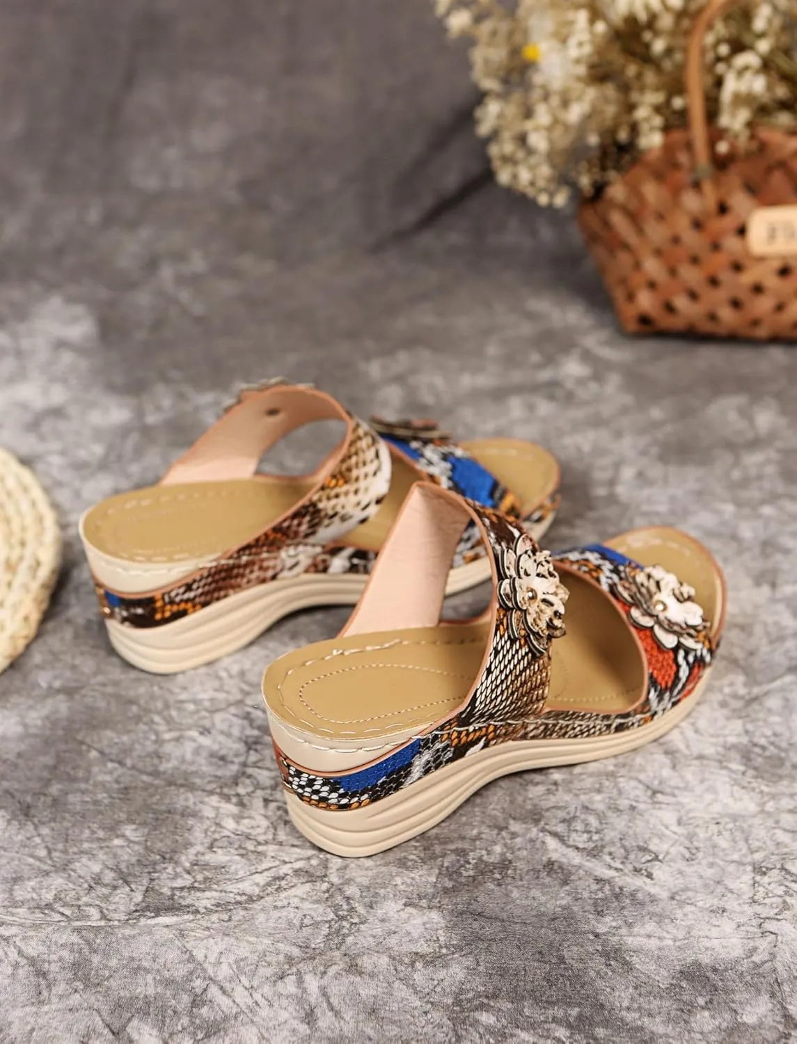 Women'S Dressy Fashion Sandals: Leopard Print Wedge Open Toe Flat Walking Slippers with Arch Support Comfortable Sandals 2025