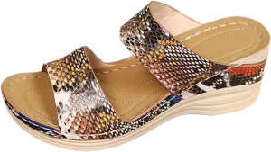 Women'S Dressy Fashion Sandals: Leopard Print Wedge Open Toe Flat Walking Slippers with Arch Support Comfortable Sandals 2025