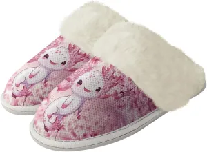 Womens Fuzzy Slippers with Warm Faux Fur Collar Bootie Slippers Comfortable Anti-Slip House Slippers Plush Lined Slide Sandal for All Seasons Shoes Winter House Shoes