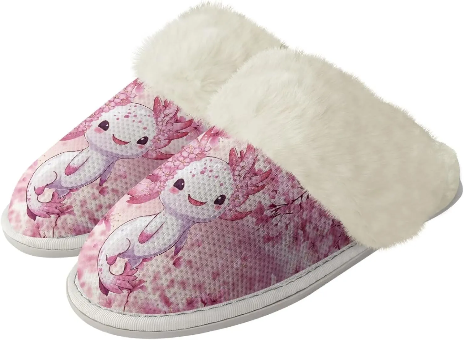 Womens Fuzzy Slippers with Warm Faux Fur Collar Bootie Slippers Comfortable Anti-Slip House Slippers Plush Lined Slide Sandal for All Seasons Shoes Winter House Shoes