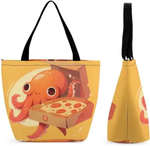 Women's Handbags Cute Octopus Pizza Shopping Bag Leather Tote Bag Satchel Bags
