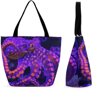Women's Handbags Purple Octopus Shopping Bag Leather Tote Bag Satchel Bags