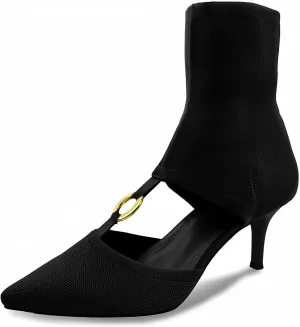 Women's Low Heeled Sandals Pointed Toe Heels Sexy Closed Toe Pump Breathable Elastic Dressy Wedding Shoes