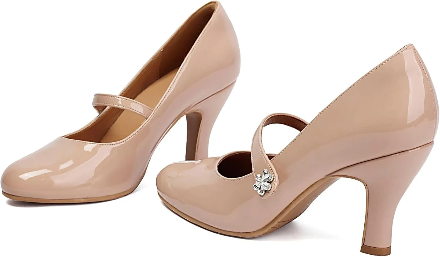 Women's Mary Jane Close Round Toe Patent Leather Vintage 1950s Heels Retro 1920s Victorian Pumps 1930s Shoes