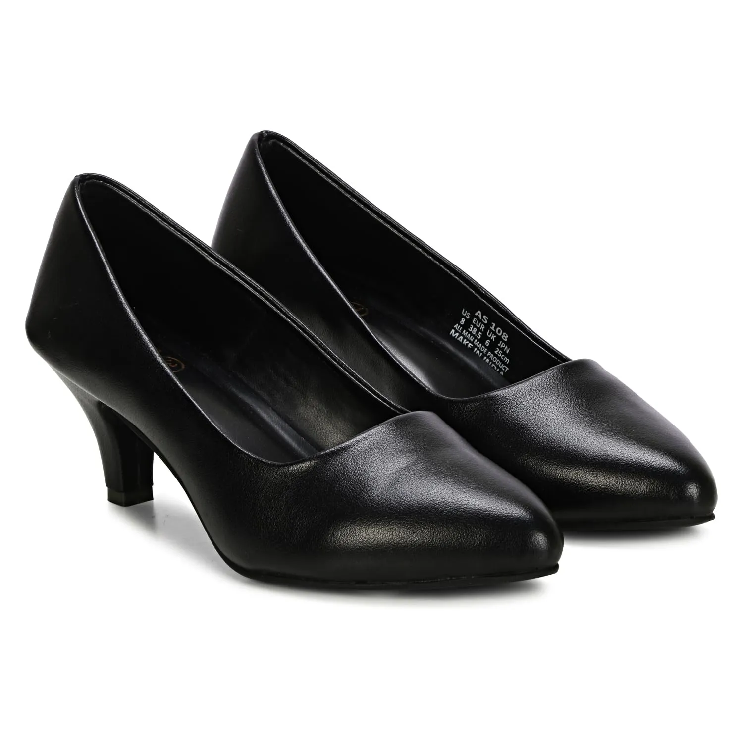 Women's Pointed-Toe Kitten Heel Pumps | Closed-Toe Slip-On Dress Shoes with Cushioned Insole | Pump Heeled for Dressy Casual, Office, Weddings, Party Pumps Shoe (6, Black)