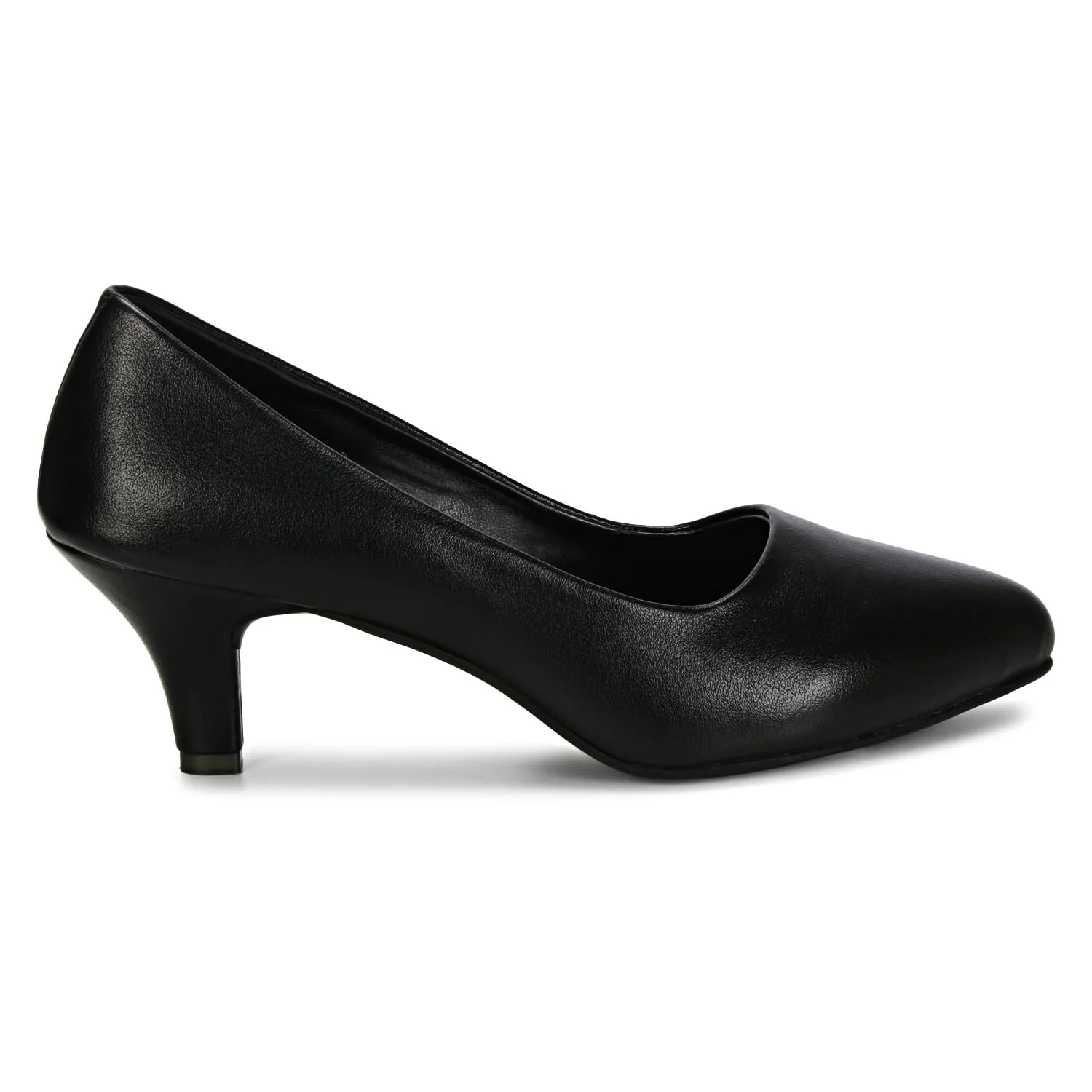 Women's Pointed-Toe Kitten Heel Pumps | Closed-Toe Slip-On Dress Shoes with Cushioned Insole | Pump Heeled for Dressy Casual, Office, Weddings, Party Pumps Shoe (6, Black)