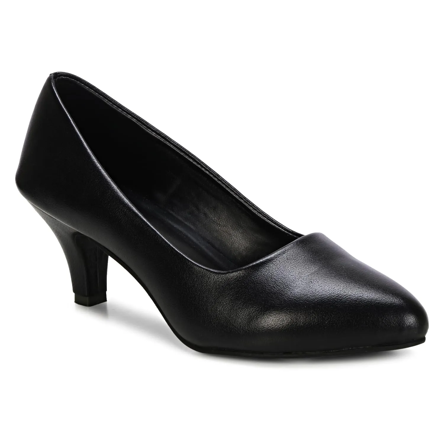 Women's Pointed-Toe Kitten Heel Pumps | Closed-Toe Slip-On Dress Shoes with Cushioned Insole | Pump Heeled for Dressy Casual, Office, Weddings, Party Pumps Shoe (6, Black)