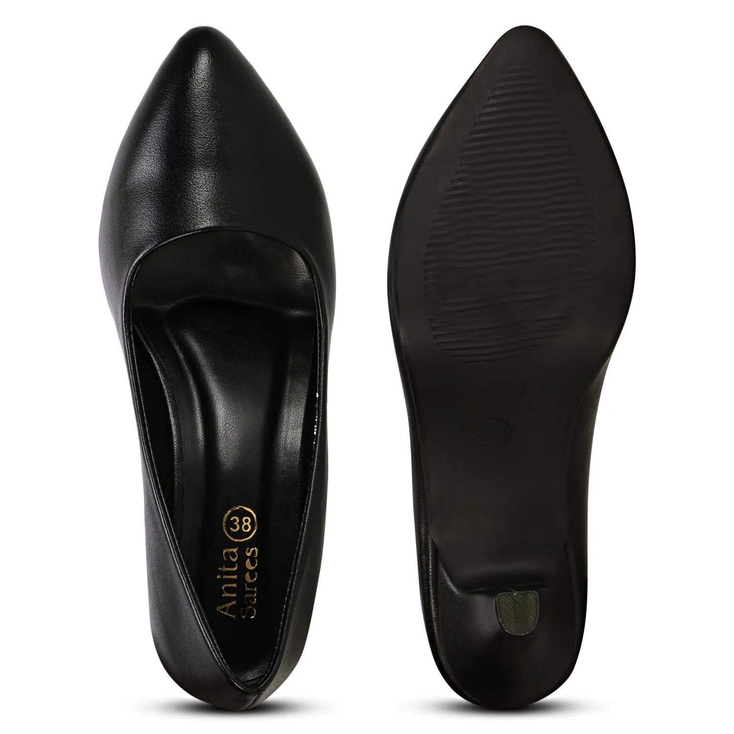 Women's Pointed-Toe Kitten Heel Pumps | Closed-Toe Slip-On Dress Shoes with Cushioned Insole | Pump Heeled for Dressy Casual, Office, Weddings, Party Pumps Shoe (6, Black)
