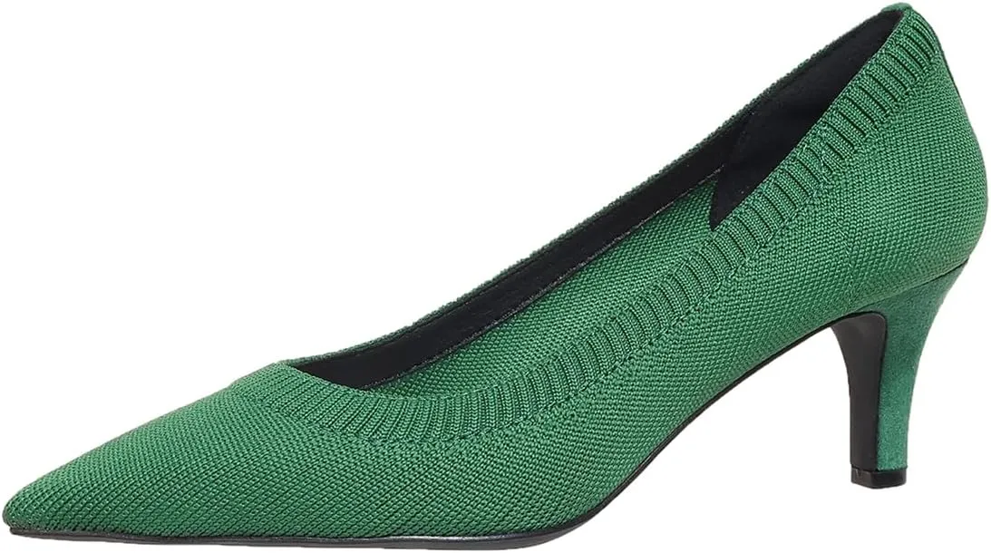 Women's Pumps Kitten Heel Pump Shoes Pointed Toe Knit Comfortable Dress Shoes for Work Business Casual Party Dressy, US Size 4-11