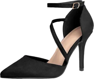 Women's Pumps Point Closed Toe Heels Cloth Straps Cross Adjustable Ankle Straps Dress Shoes Wedding Bridal Evening Party Dress Shoes Heeled Sandals