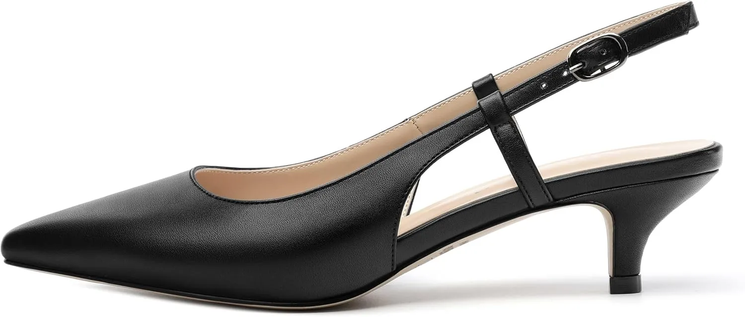 Women's Pumps, Pointed Toe Ankle Strap Heels Shoes for Women Fashion Solid Buckle Kitten Heel Pump
