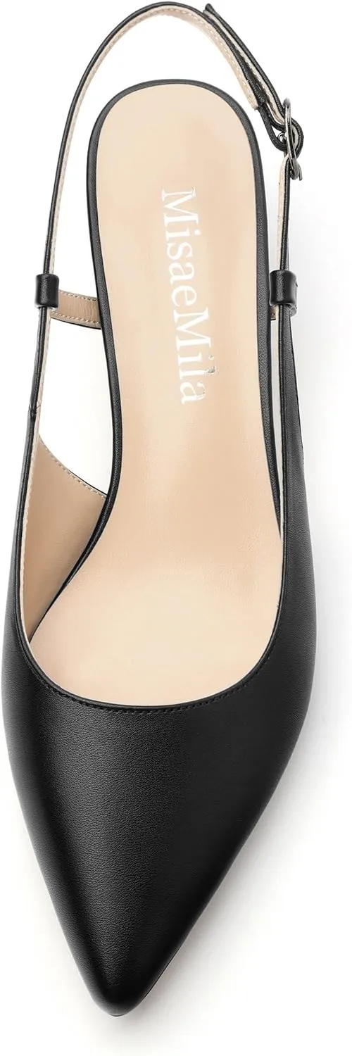 Women's Pumps, Pointed Toe Ankle Strap Heels Shoes for Women Fashion Solid Buckle Kitten Heel Pump