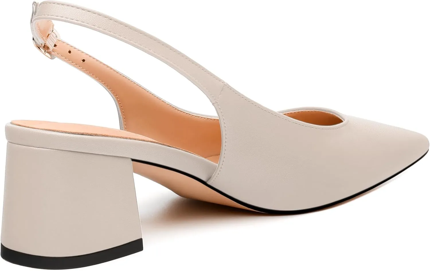 Womens Slingback Pumps, Pointed Toe Mid Chunky Heel Pump Shoes for Women, Leather Insole Comfort Daily Pumps 2"