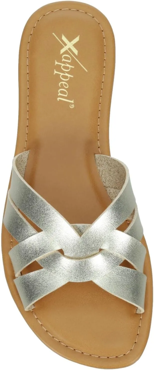 XAPPEAL Andie - Women's Strappy Slip-On H-Band Flat Slide Sandals