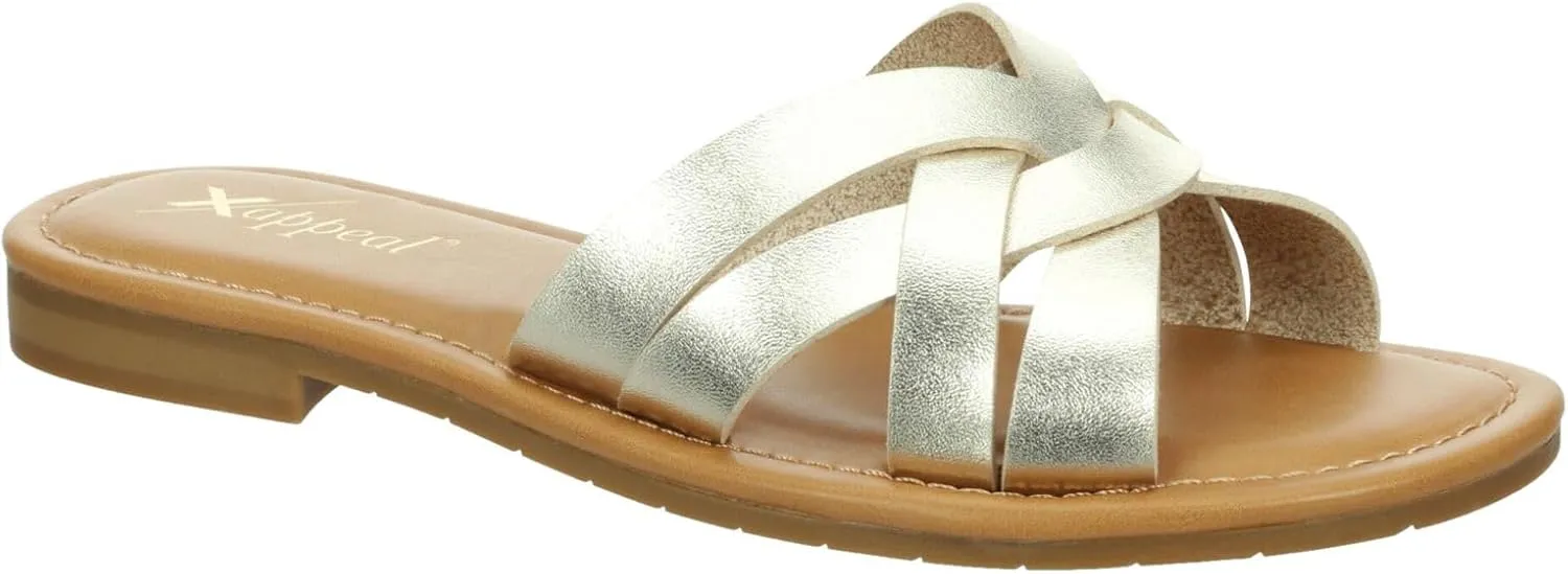 XAPPEAL Andie - Women's Strappy Slip-On H-Band Flat Slide Sandals