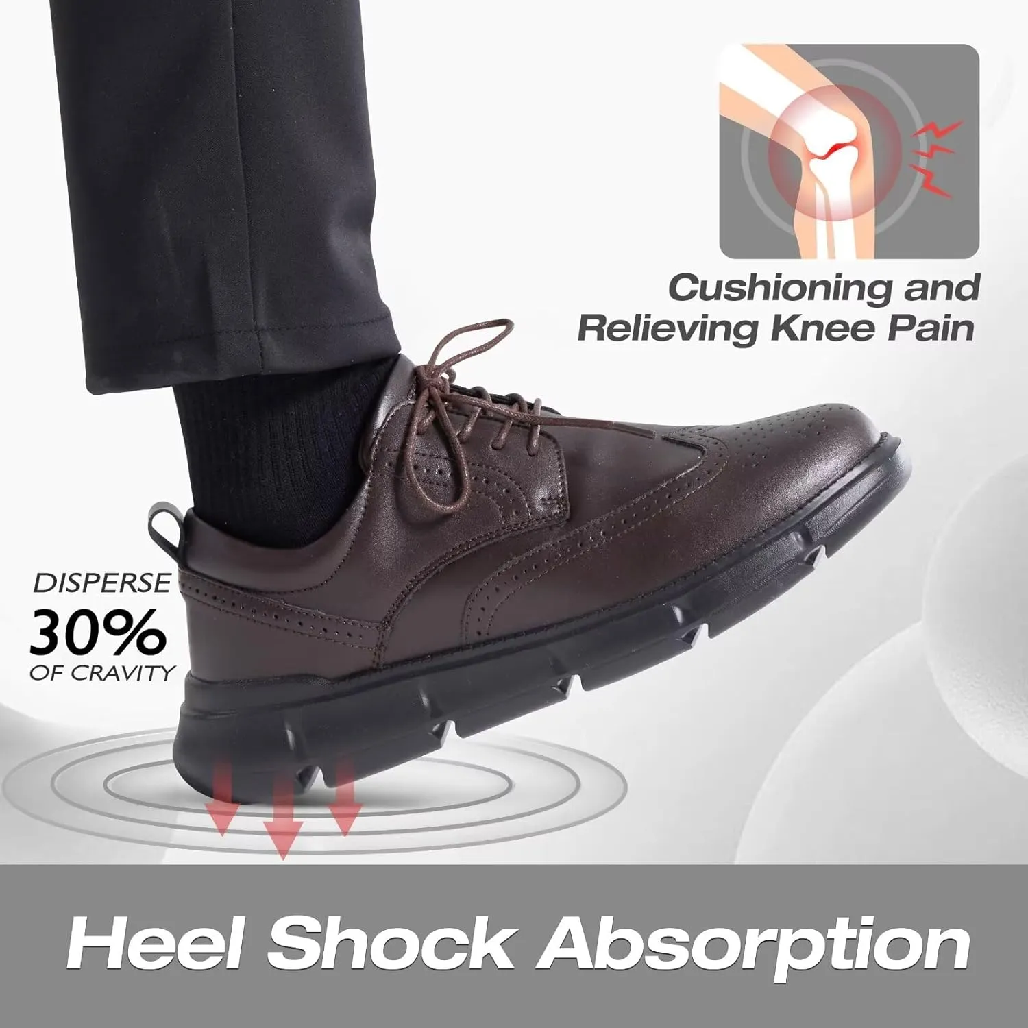 XPACS Men's Orthopedic Leather Dress Walking Shoes: Comfortable Arch Support Orthotic Plantar Fasciitis Business Formal Oxford, Flat Feet Casual Tennis Working Shoes for Foot and Heel Pain Relief
