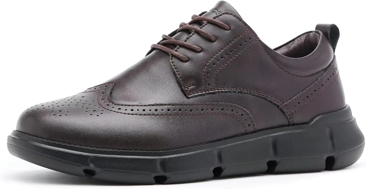XPACS Men's Orthopedic Leather Dress Walking Shoes: Comfortable Arch Support Orthotic Plantar Fasciitis Business Formal Oxford, Flat Feet Casual Tennis Working Shoes for Foot and Heel Pain Relief