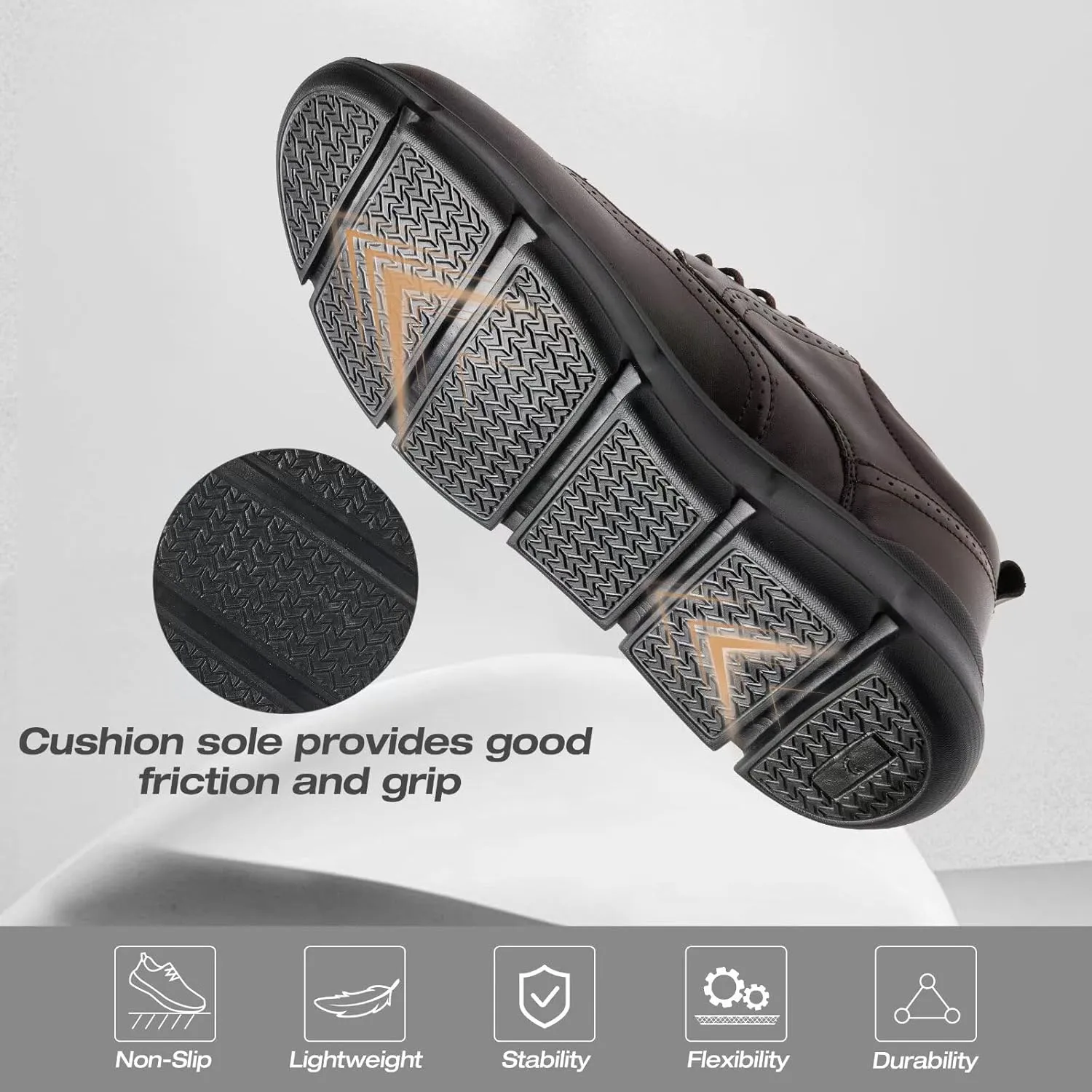 XPACS Men's Orthopedic Leather Dress Walking Shoes: Comfortable Arch Support Orthotic Plantar Fasciitis Business Formal Oxford, Flat Feet Casual Tennis Working Shoes for Foot and Heel Pain Relief