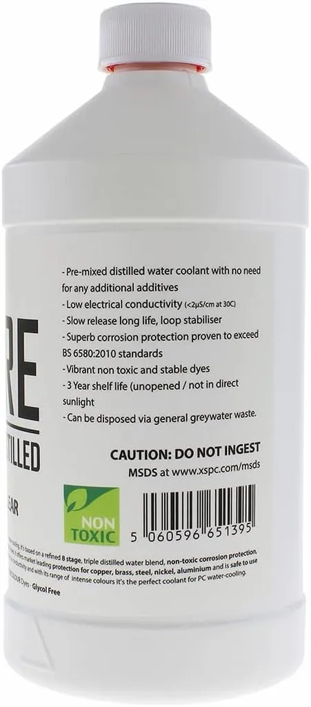 XSPC Pure Premix Distilled PC Coolant, 1 Liter, Clear, 2-Pack