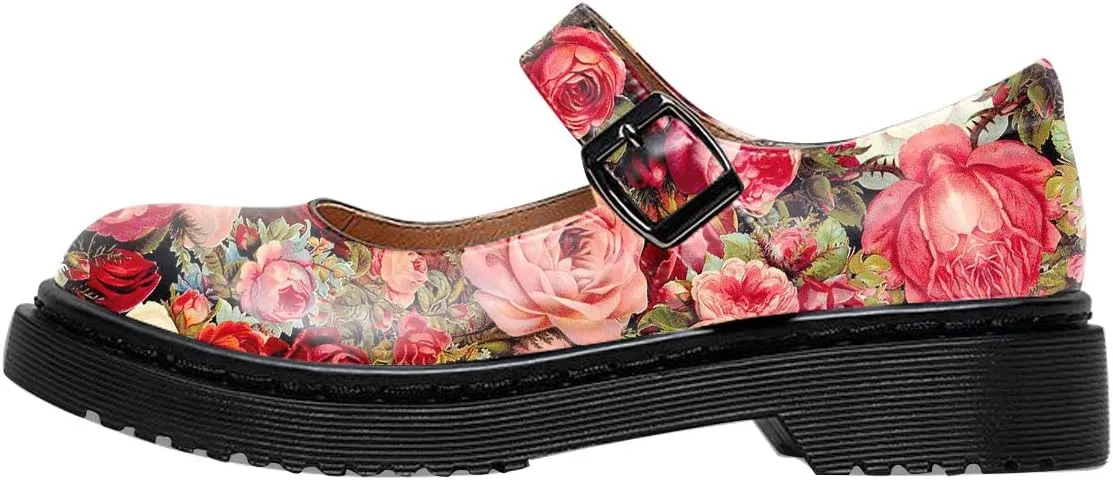 YDN Women Classic Round Closed Toe Mary Jane Flats Platform Adjustable Single Ankle Strap Buckle Comfy Cute Pump Leather Patry Cosplay Girls Dress Shoe Size 4-16