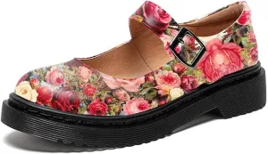 YDN Women Classic Round Closed Toe Mary Jane Flats Platform Adjustable Single Ankle Strap Buckle Comfy Cute Pump Leather Patry Cosplay Girls Dress Shoe Size 4-16