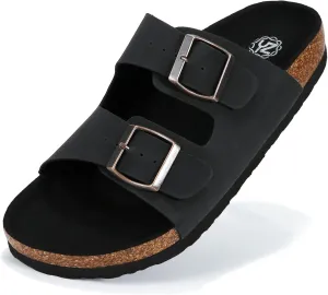 YZ Women's Cork Footbed Sandals Open Toe Slippers Adjustable Buckle Flat Sandals   Comfort Slip-On Shoes