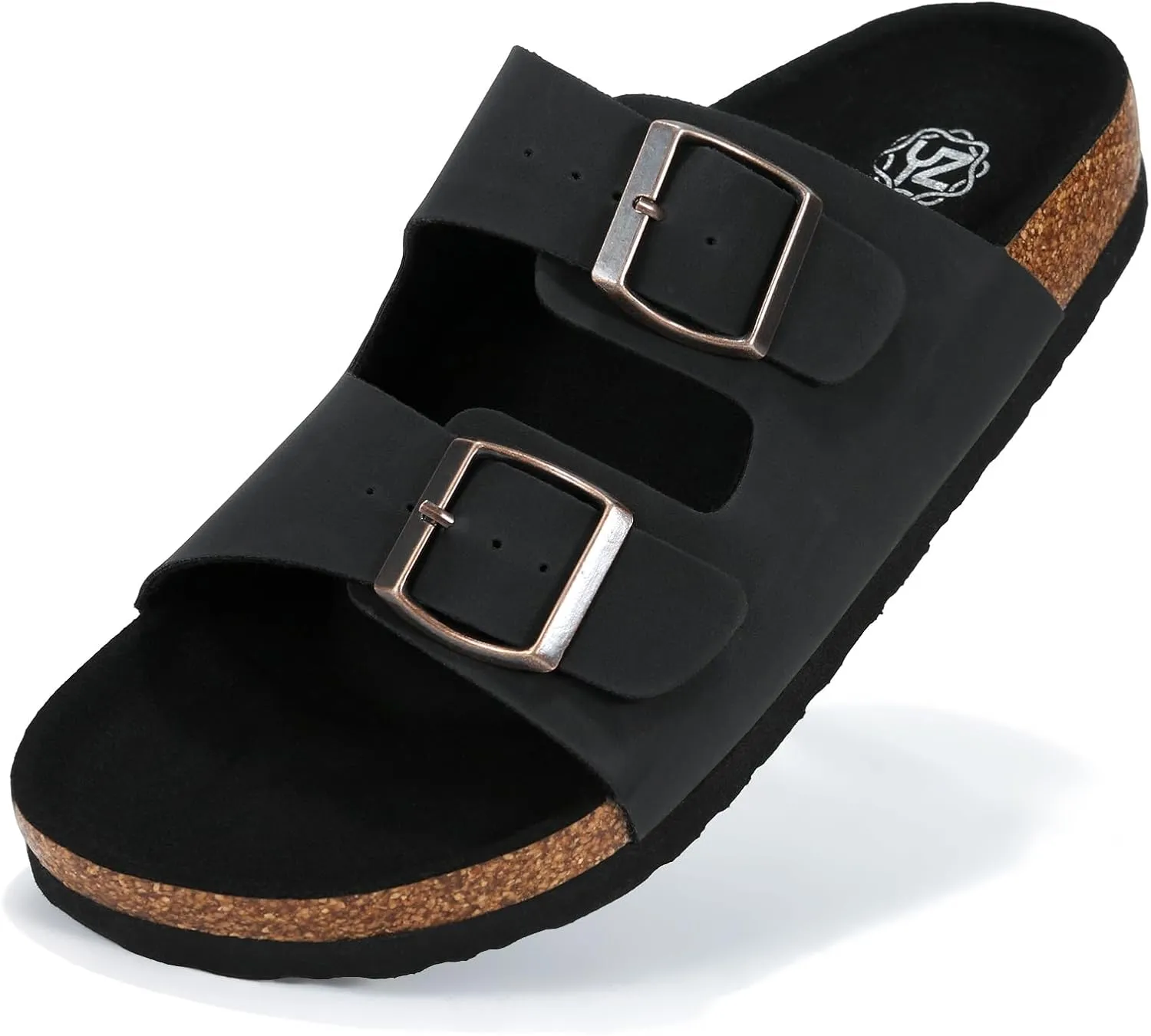 YZ Women's Cork Footbed Sandals Open Toe Slippers Adjustable Buckle Flat Sandals   Comfort Slip-On Shoes