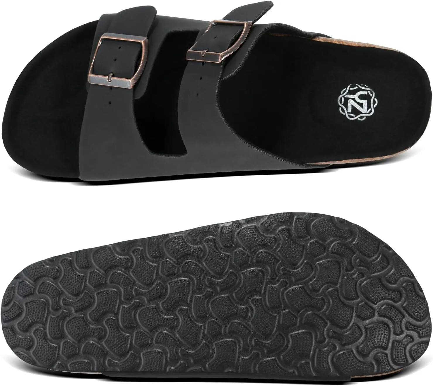 YZ Women's Cork Footbed Sandals Open Toe Slippers Adjustable Buckle Flat Sandals   Comfort Slip-On Shoes