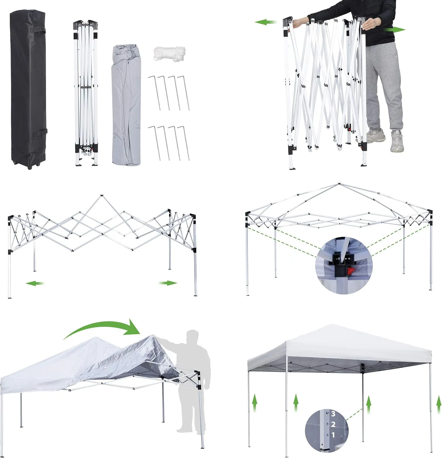 ZENY 10x10 Pop Up Canopy Tent Easy Set-up Outdoor Patio Canopy Adjustable Straight Leg Heights Instant Shelter with Wheeled Bag, Ropes